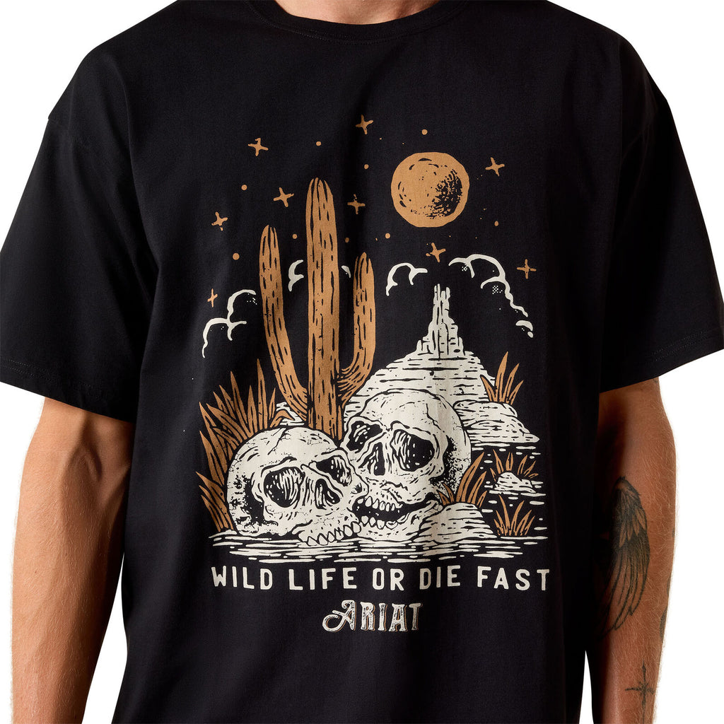 Ariat Mens Wild Life Boxy S/S Tee (10071097) Washed Black
