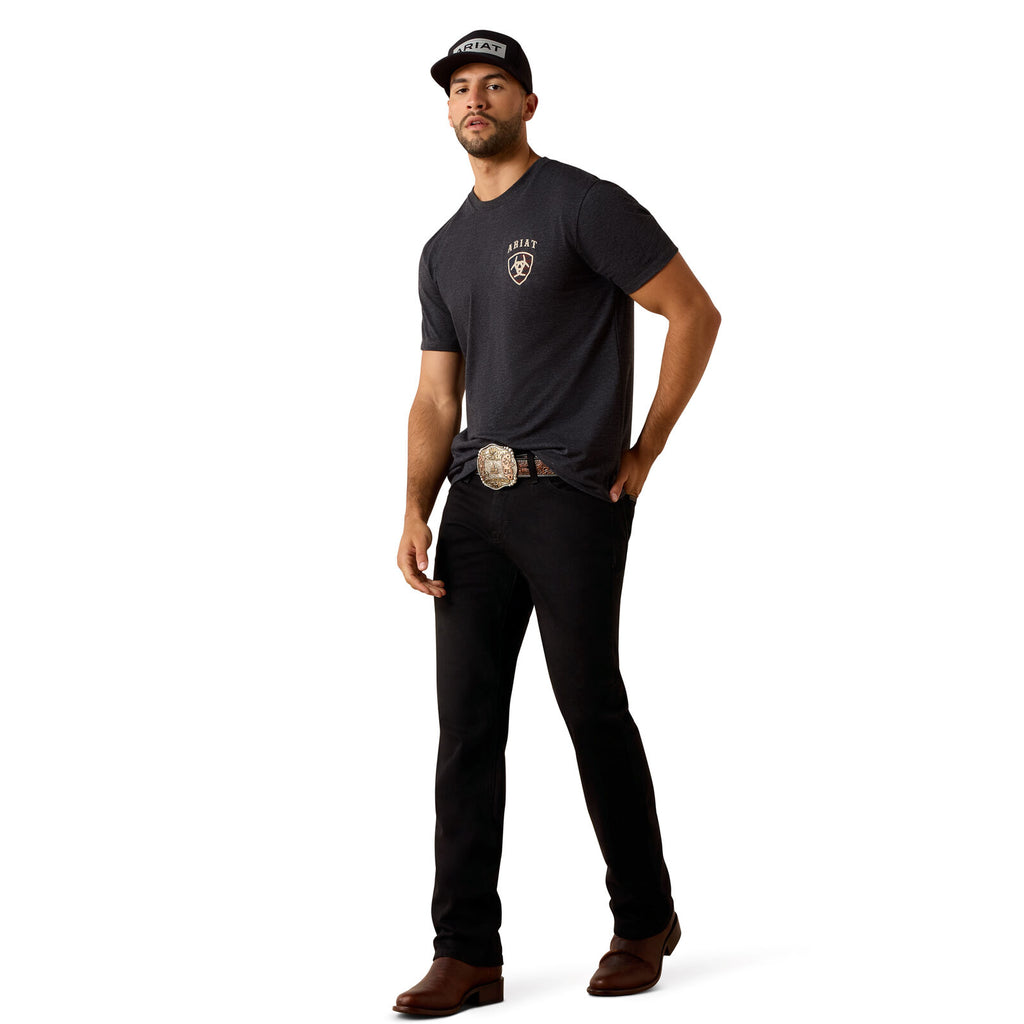 Ariat Mens American Bison S/S Tee (10071195) Charcoal Heather