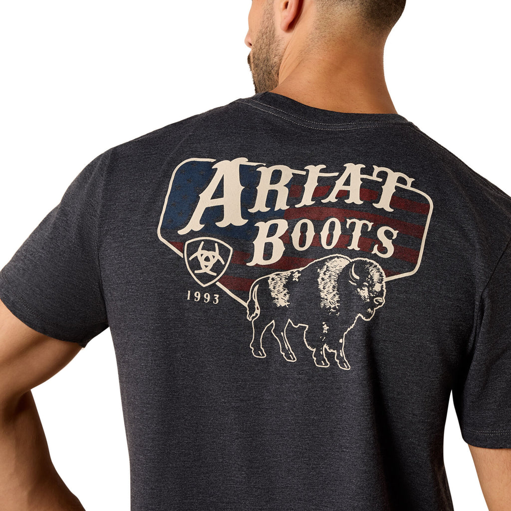 Ariat Mens American Bison S/S Tee (10071195) Charcoal Heather