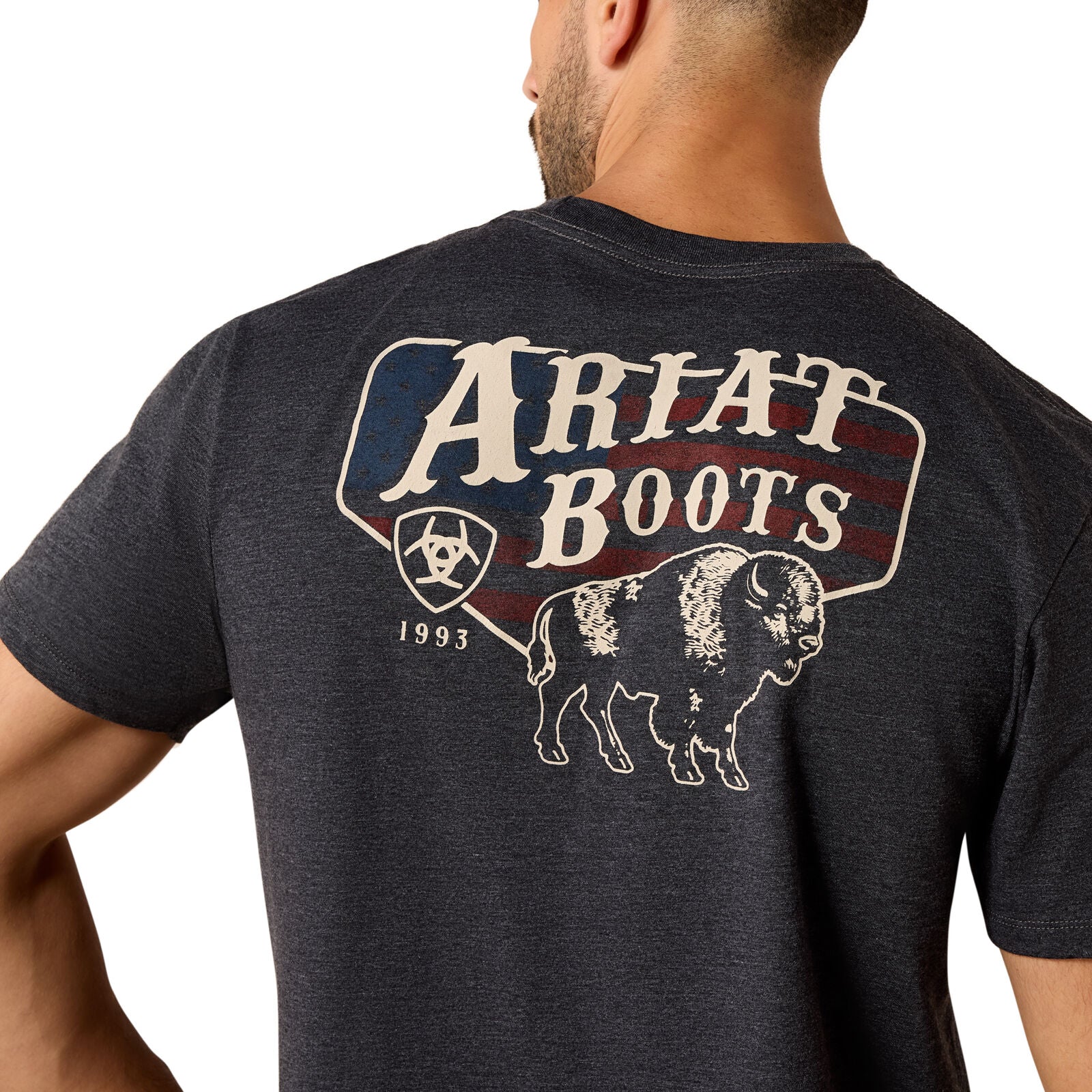 Ariat Mens American Bison S/S Tee (10071195) Charcoal Heather