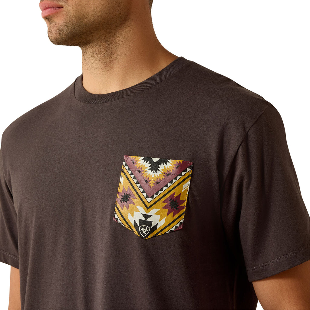 Ariat Mens Southwest Longest Horn S/S Tee (10071198) Vintage Black