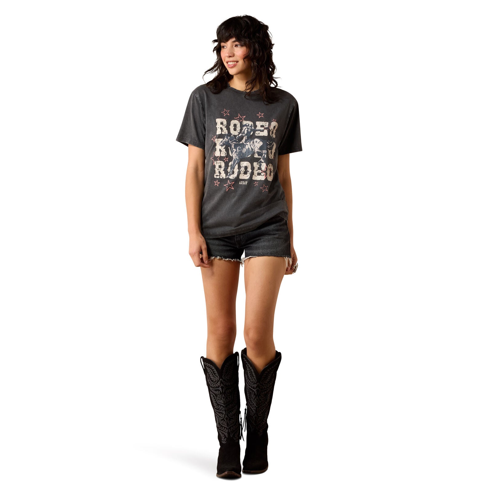 Ariat Womens Star Spangled Rodeo S/S Tee (10071179) Charcoal Mineral Wash