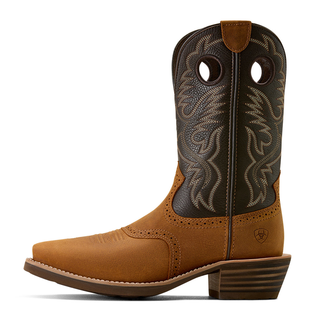 Ariat Mens Heritage Roughstock Square Toe Western Boots (10074219) Status Brown/Chocolate Smoke