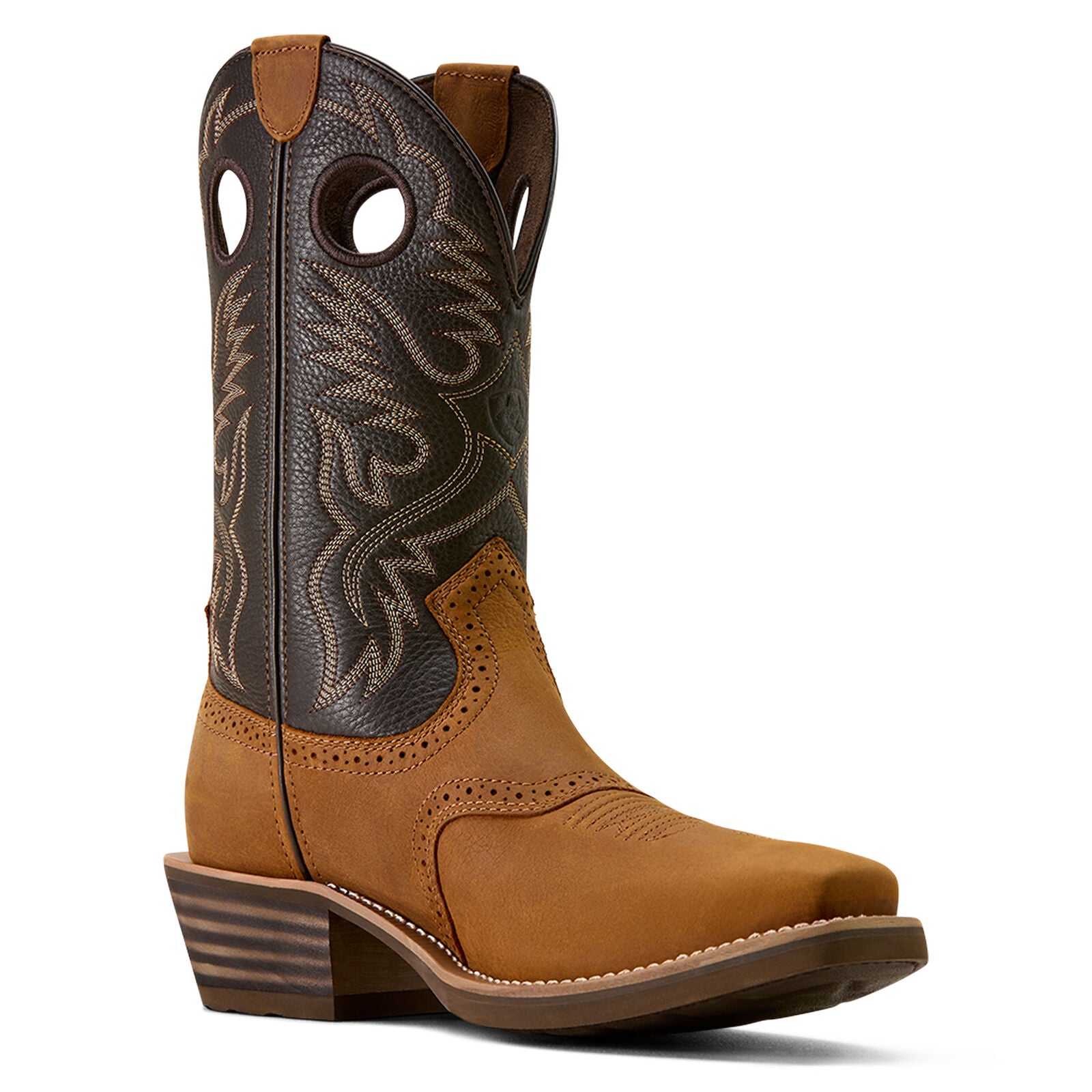Ariat Mens Heritage Roughstock Square Toe Western Boots (10074219) Status Brown/Chocolate Smoke
