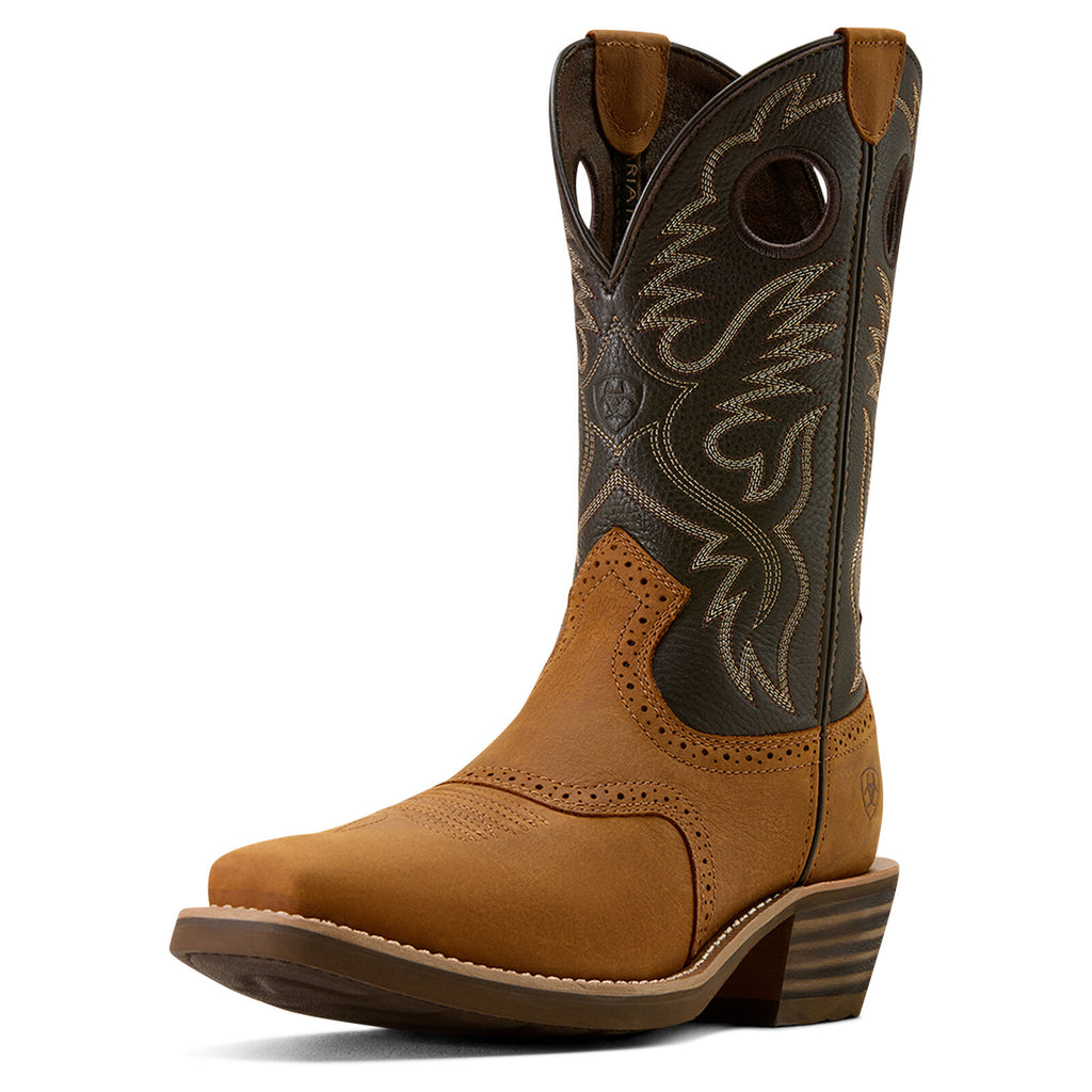 Ariat Mens Heritage Roughstock Square Toe Western Boots (10074219) Status Brown/Chocolate Smoke