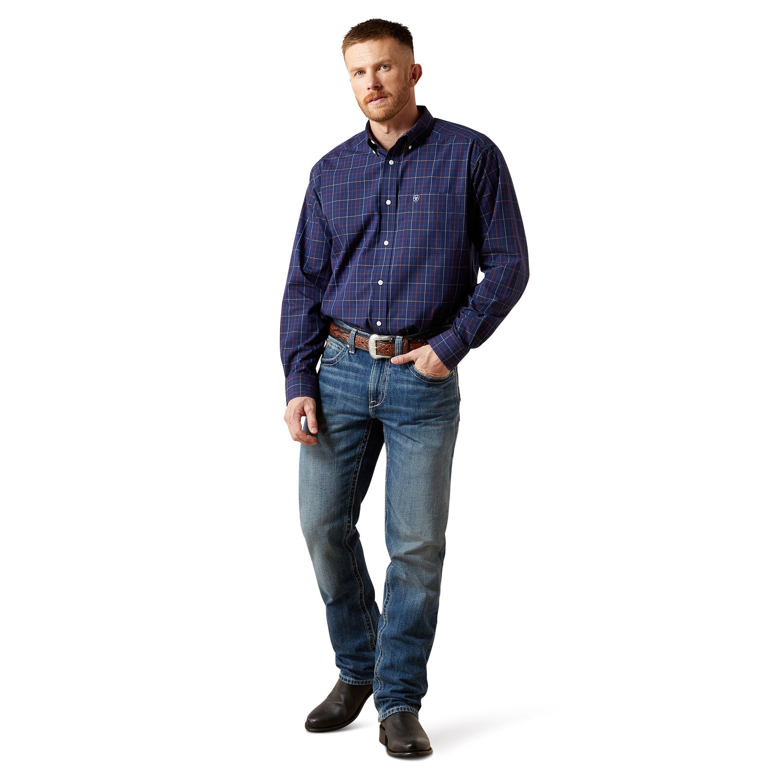 Ariat Mens Wrinkle Free Blaze L/S Shirt (10065809) Navy