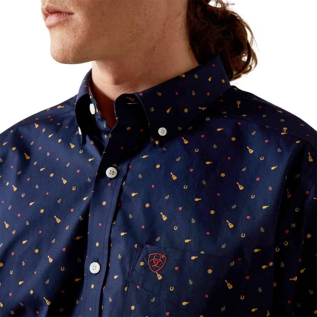 Ariat Mens Wrinkle Free Beaux Fitted L/S Shirt (10065802) Navy