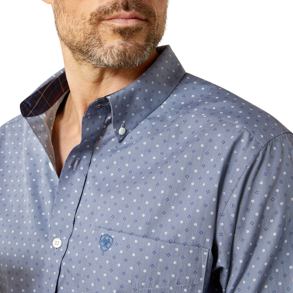 Ariat Mens Wrinkle Free Blaine Fitted L/S Shirt (10065803) Grey