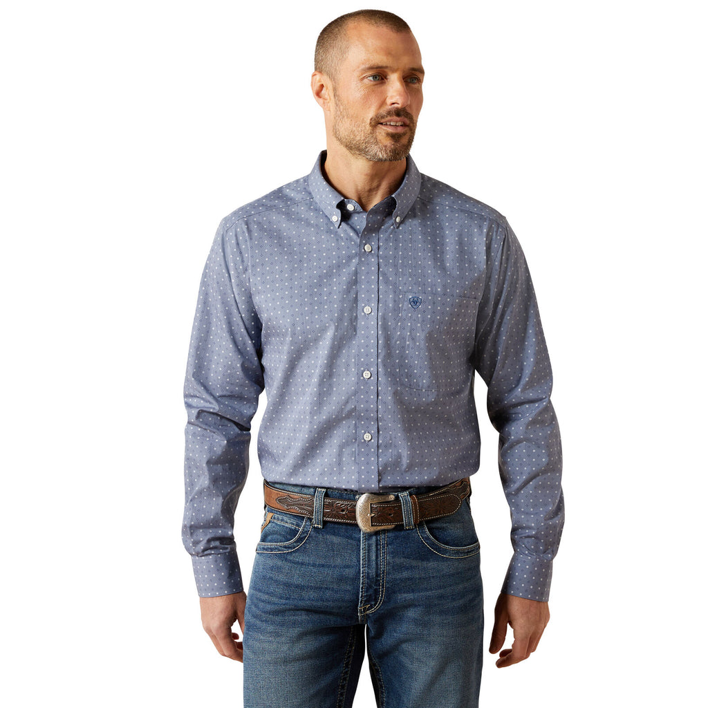 Ariat Mens Wrinkle Free Blaine Fitted L/S Shirt (10065803) Grey