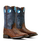 Ariat Childrens Knox Wide Square Toe Western Boots (10074192) Brown Crocodile Print/Navy