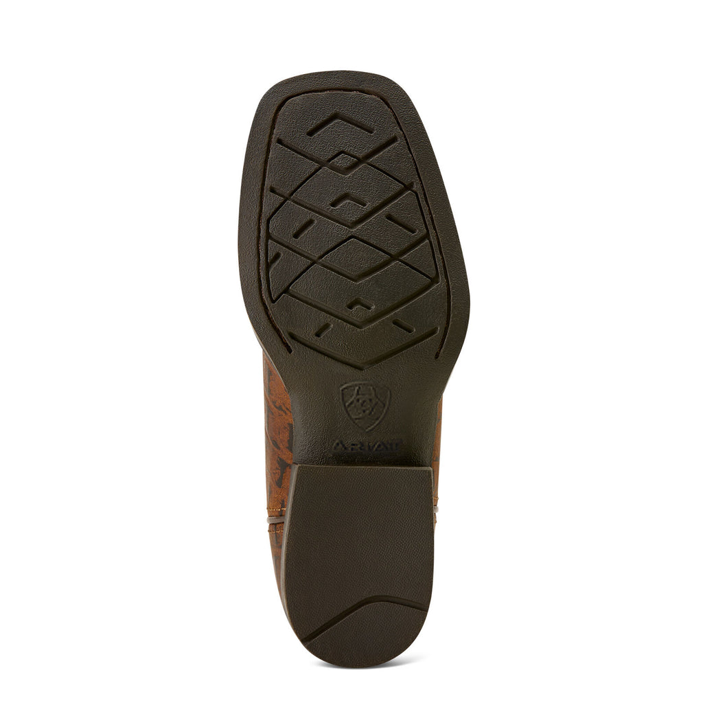Ariat Childrens Knox Wide Square Toe Western Boots (10074192) Brown Crocodile Print/Navy