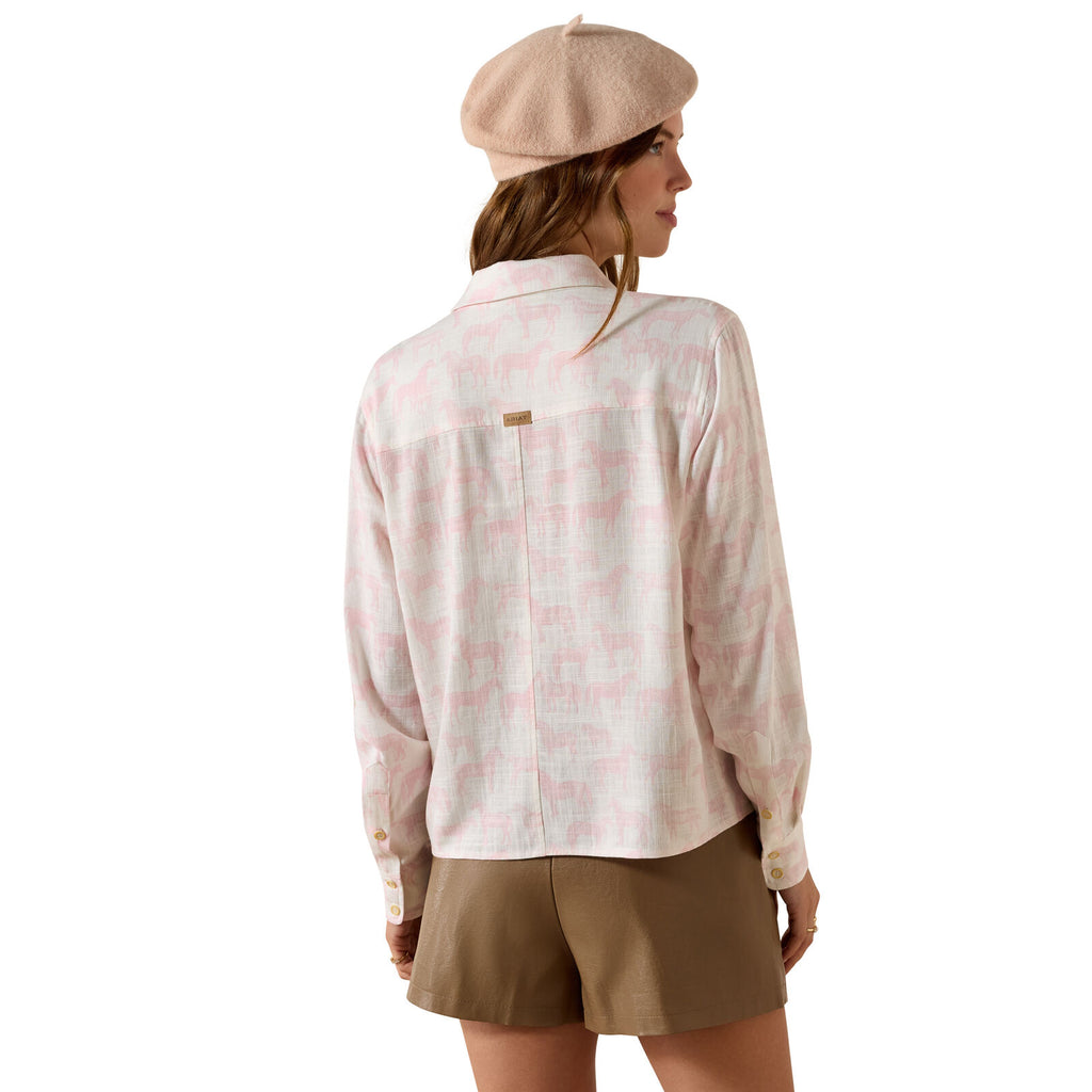 Ariat Womens Rudford L/S Shirt (10072746) Icy Pink Horse Print