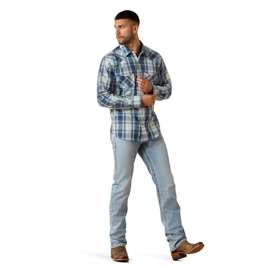 Ariat Mens Retro Heathcliff Fitted Snap L/S Shirt (10071737) Key Largo Plaid