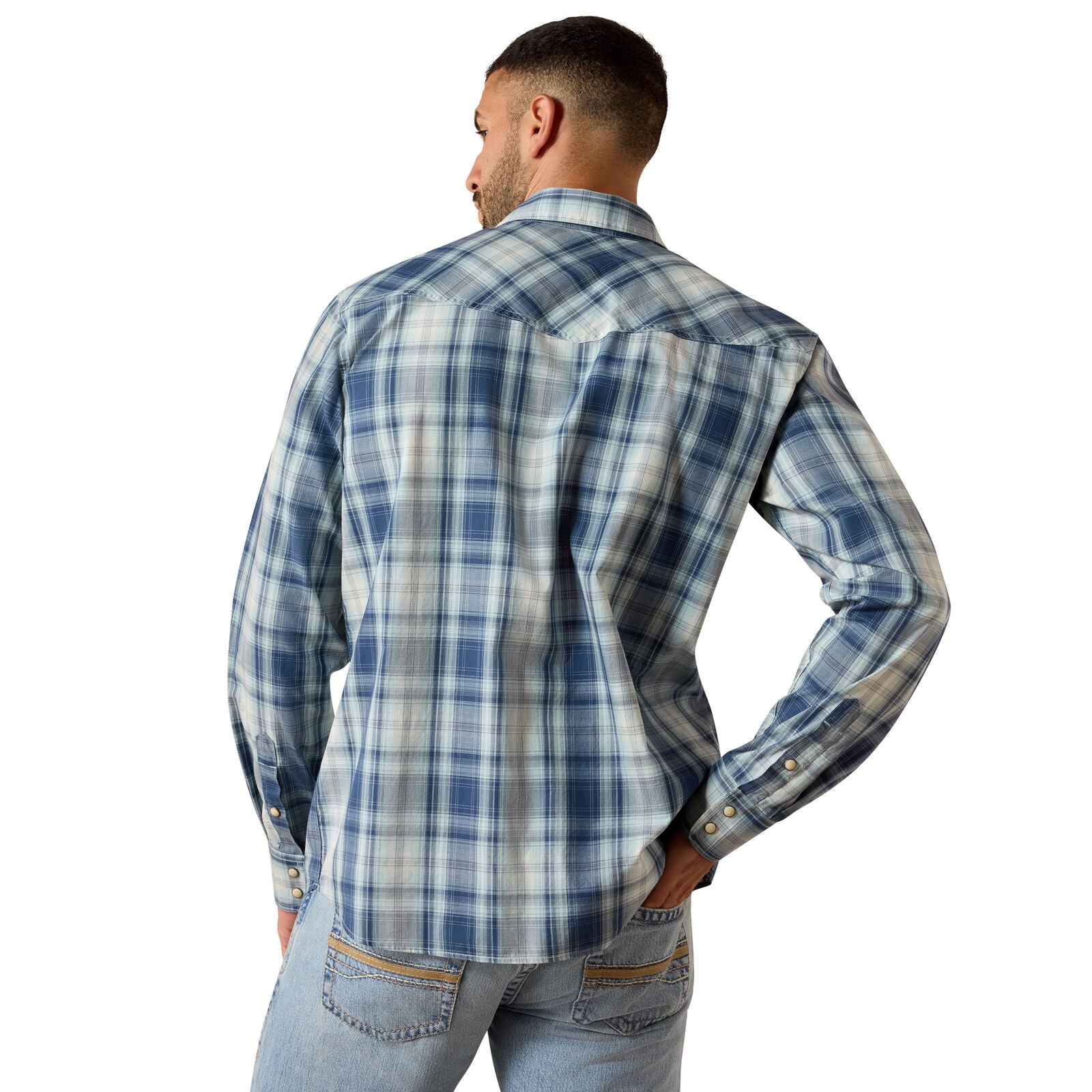 Ariat Mens Retro Heathcliff Fitted Snap L/S Shirt (10071737) Key Largo Plaid