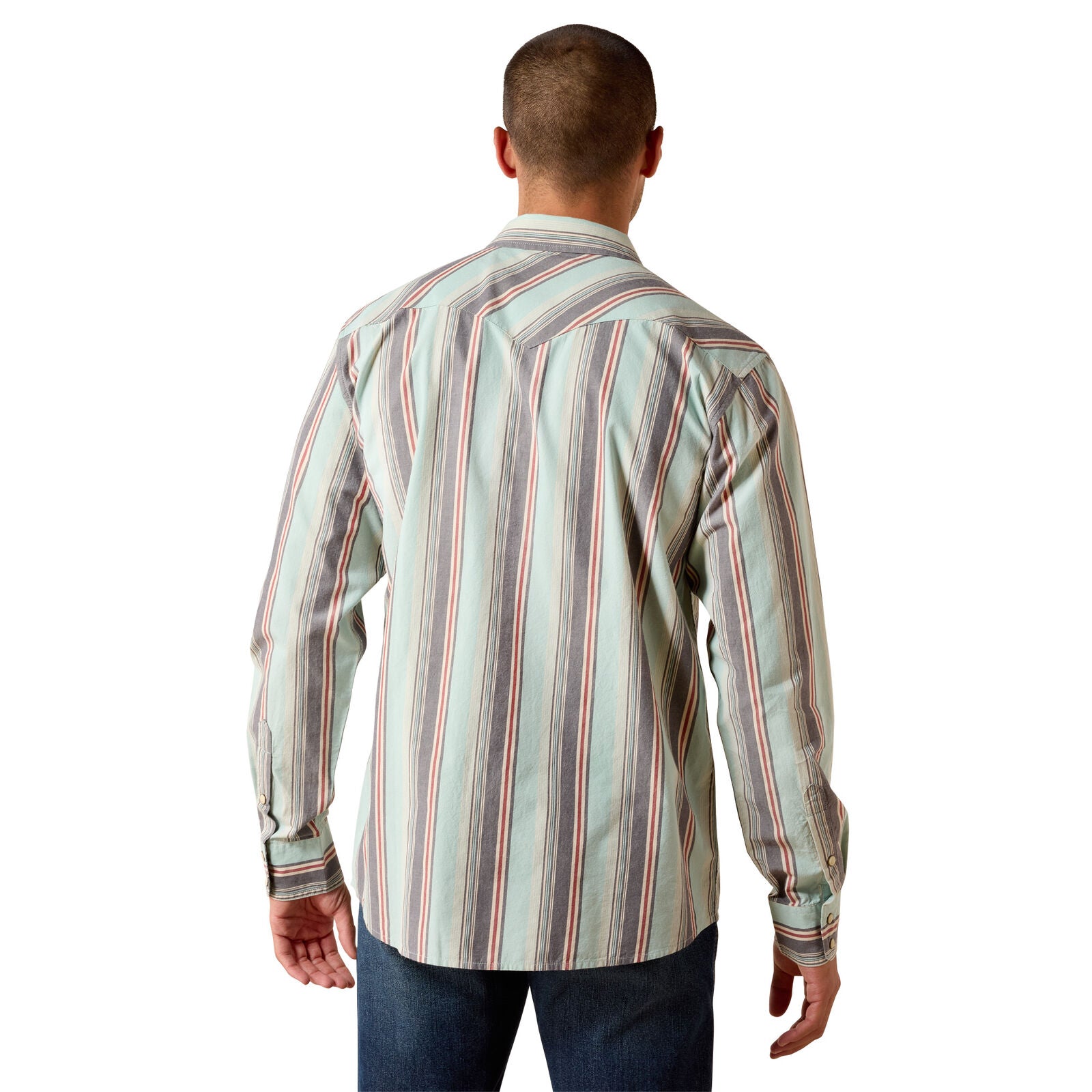 Ariat Mens Retro Hesperus Fitted Snap S/S Shirt (10071089) Aquifer Plaid