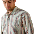 Ariat Mens Retro Hesperus Fitted Snap S/S Shirt (10071089) Aquifer Plaid