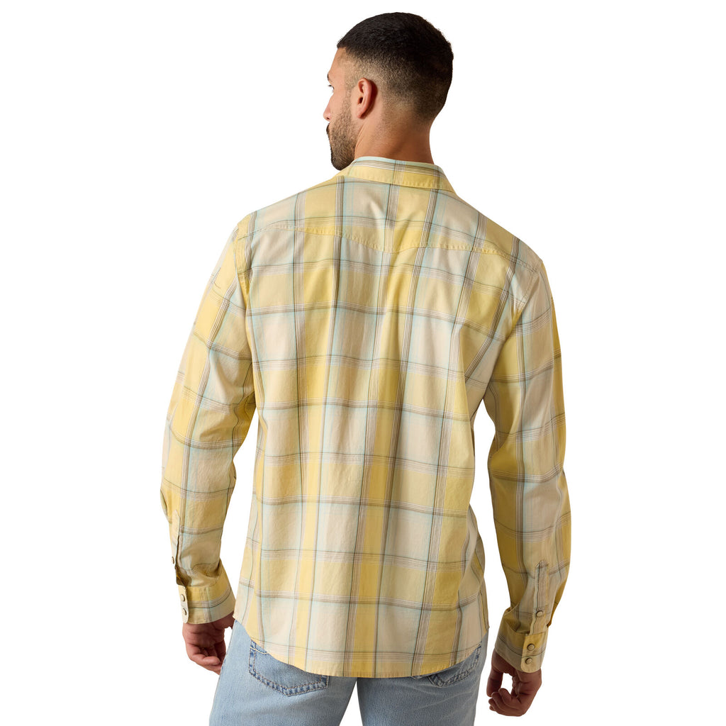 Ariat Mens Retro Hux Fitted Snap S/S Shirt (10071644) Chai Tea Plaid