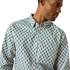 Ariat Mens Jaziel Fitted L/S Shirt (10071036) White Southwest Diamond