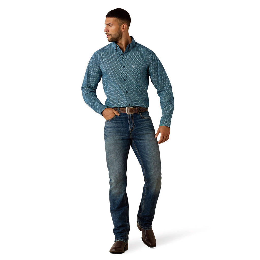 Ariat Mens Jordi Fitted L/S Shirt (10071600) Poseidon Geo Print
