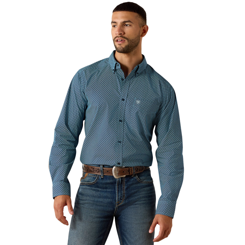 Ariat Mens Jordi Fitted L/S Shirt (10071600) Poseidon Geo Print