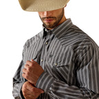 Ariat Mens Pro Series Theron Classic Fit Snap L/S Shirt (10071725) Grey Stripe