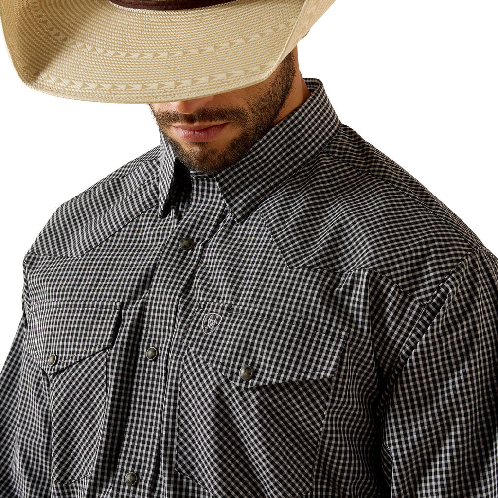 Ariat Mens Pro Series Tobin Classic Fit Snap L/S Shirt (10071726) Black Plaid