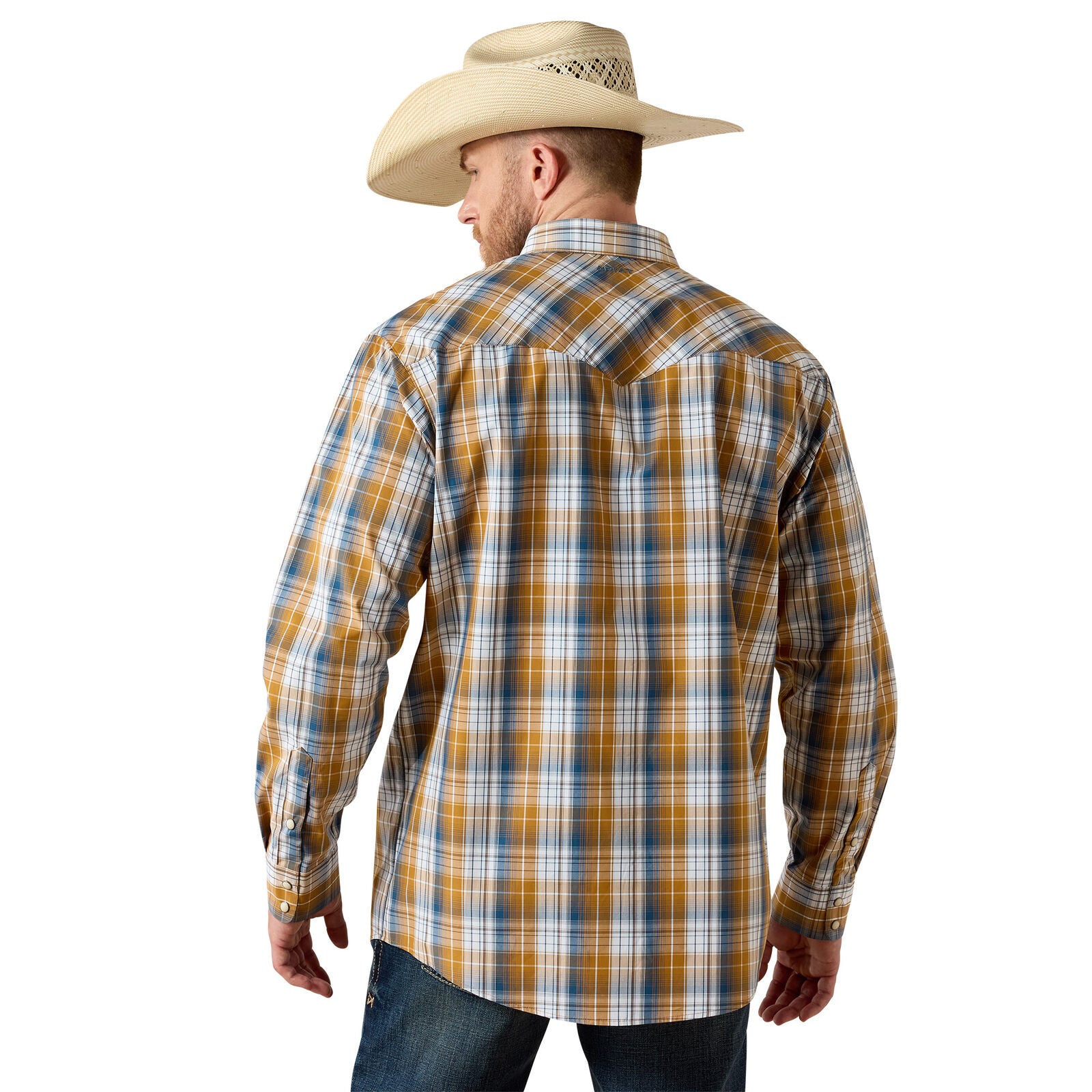Ariat Mens Pro Series Tiango Classic Fit Snap L/S Shirt (10071034) Golden Brown Plaid