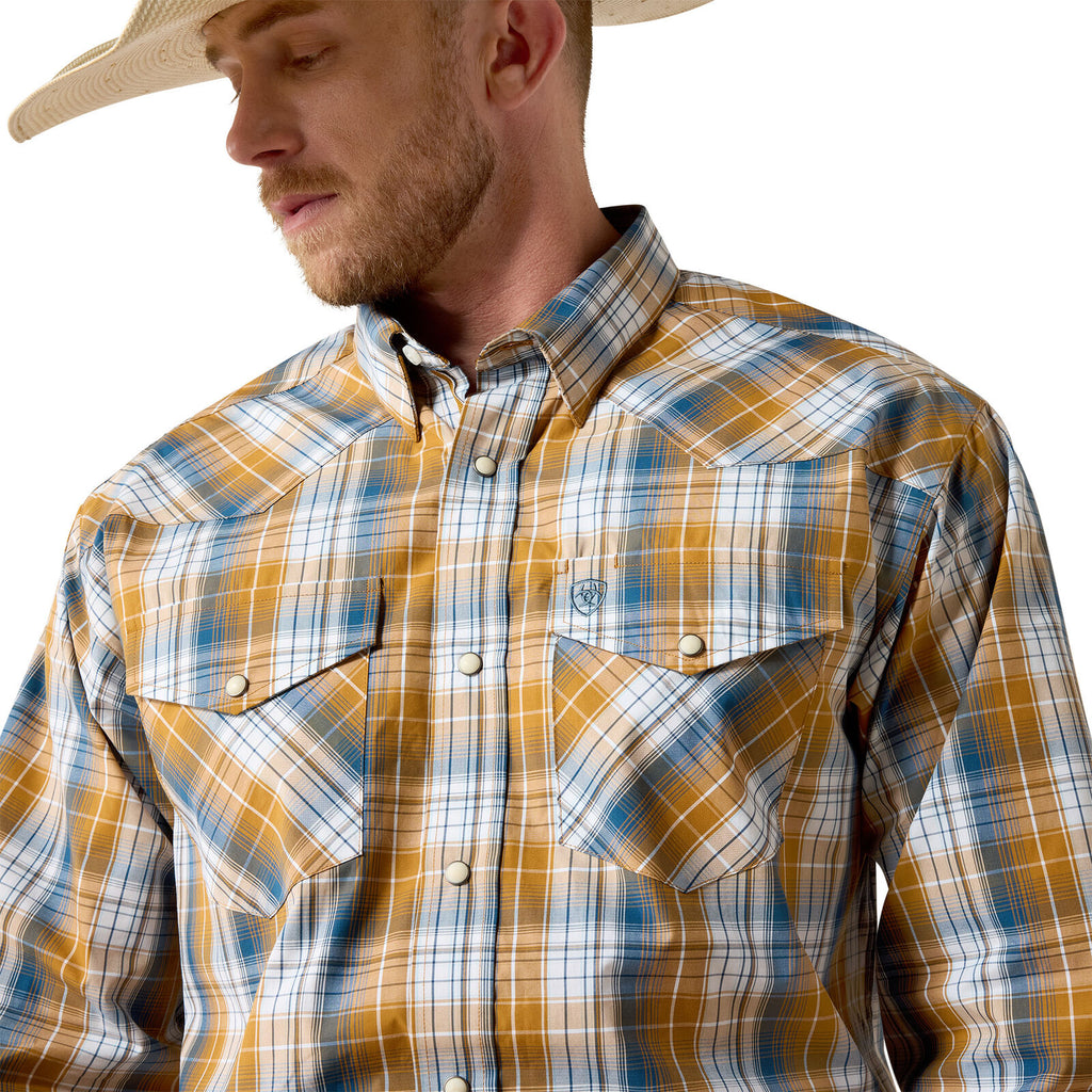 Ariat Mens Pro Series Tiango Classic Fit Snap L/S Shirt (10071034) Golden Brown Plaid