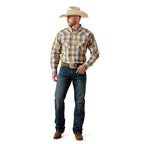 Ariat Mens Pro Series Tiango Classic Fit Snap L/S Shirt (10071034) Golden Brown Plaid