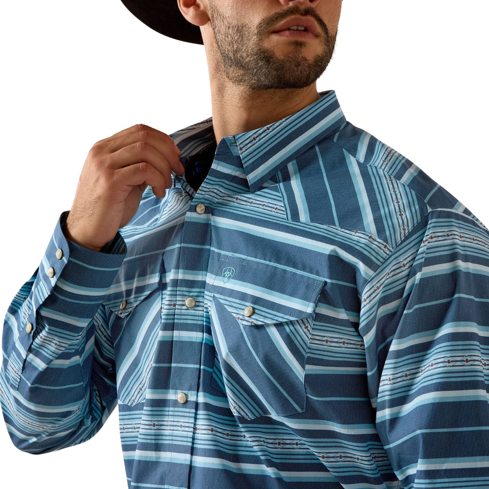 Ariat Mens Taylin Classic Fit Snap L/S Shirt (10071724) Poseidon Serape