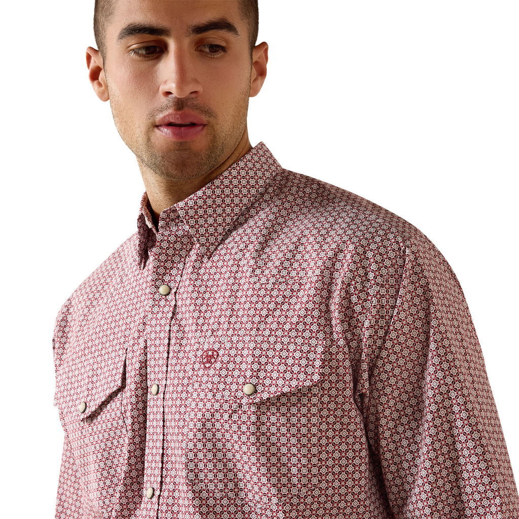 Ariat Mens Truth Classic Fit Snap L/S Shirt (10071723) Brick Red Medallion Print