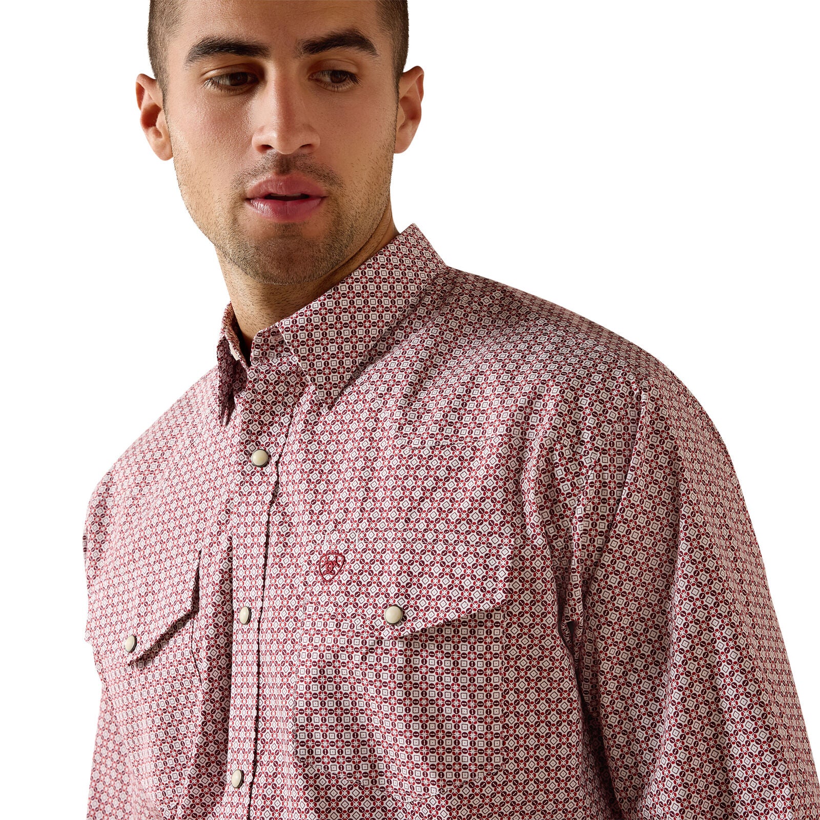 Ariat Mens Truth Classic Fit Snap L/S Shirt (10071723) Brick Red Medallion Print
