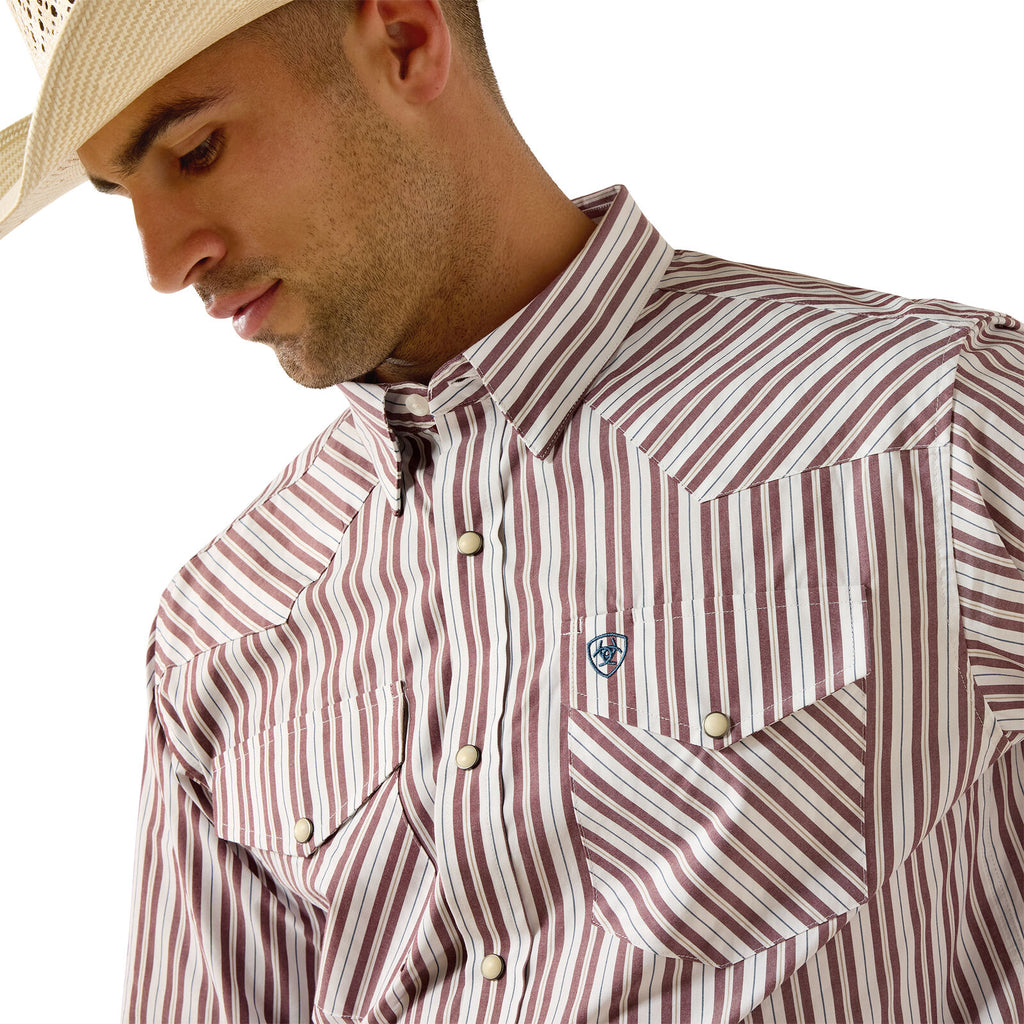 Ariat Mens Pro Series Trae Fitted Snap L/S Shirt (10071033) White Stripe