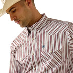 Ariat Mens Pro Series Trae Fitted Snap L/S Shirt (10071033) White Stripe