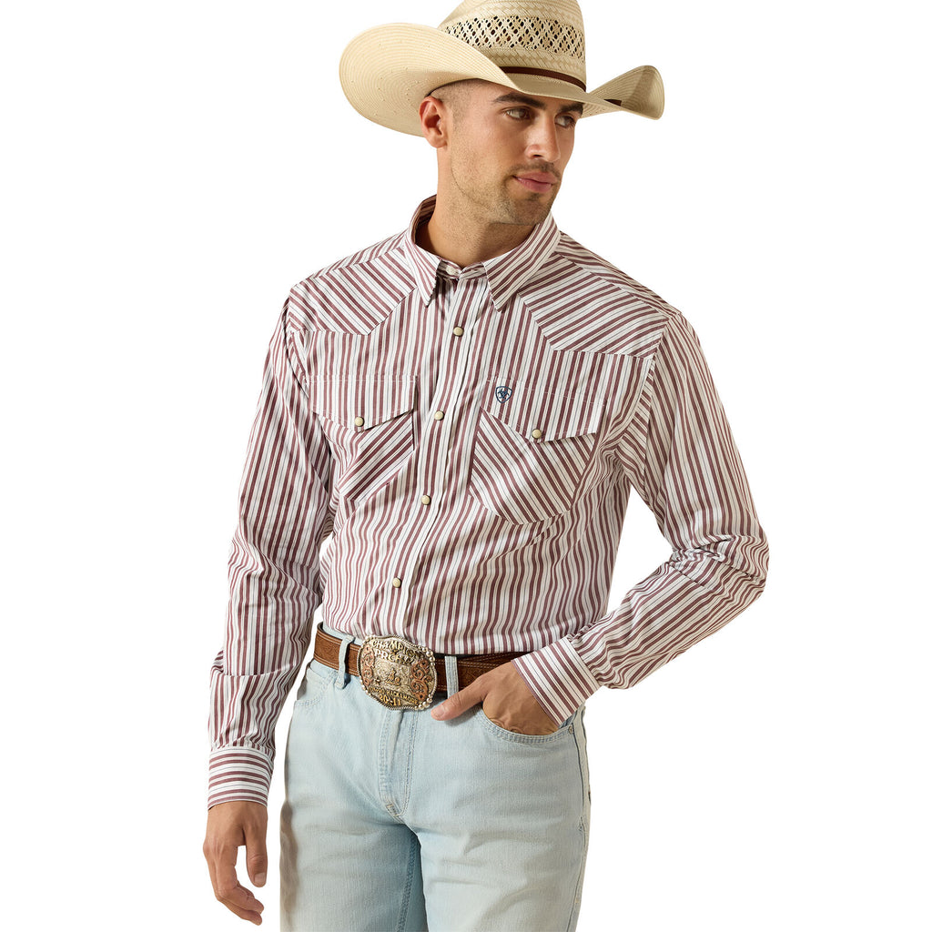 Ariat Mens Pro Series Trae Fitted Snap L/S Shirt (10071033) White Stripe