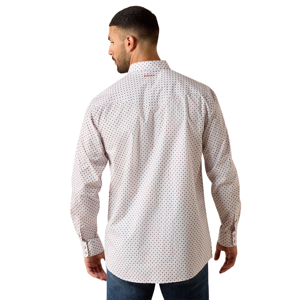 Ariat Mens Tony Fitted Snap L/S Shirt (10071720) White Geo Print