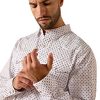 Ariat Mens Tony Fitted Snap L/S Shirt (10071720) White Geo Print