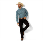 Ariat Mens Team Jansen Fitted L/S Shirt (10071018) Navy/Light Blue