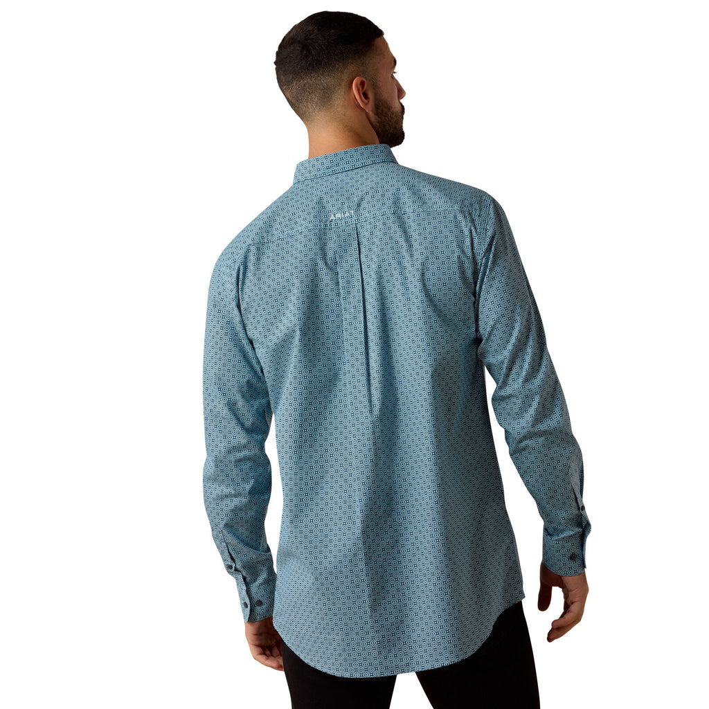 Ariat Mens Team Jansen Fitted L/S Shirt (10071018) Navy/Light Blue