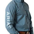 Ariat Mens Team Jansen Fitted L/S Shirt (10071018) Navy/Light Blue
