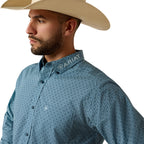 Ariat Mens Team Jansen Fitted L/S Shirt (10071018) Navy/Light Blue
