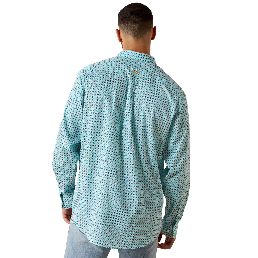Ariat Mens Wrinkle Free Andy Classic Fit L/S Shirt (10071027) Angel Blue Geo Print
