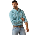 Ariat Mens Wrinkle Free Andy Classic Fit L/S Shirt (10071027) Angel Blue Geo Print