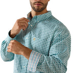 Ariat Mens Wrinkle Free Andy Classic Fit L/S Shirt (10071027) Angel Blue Geo Print