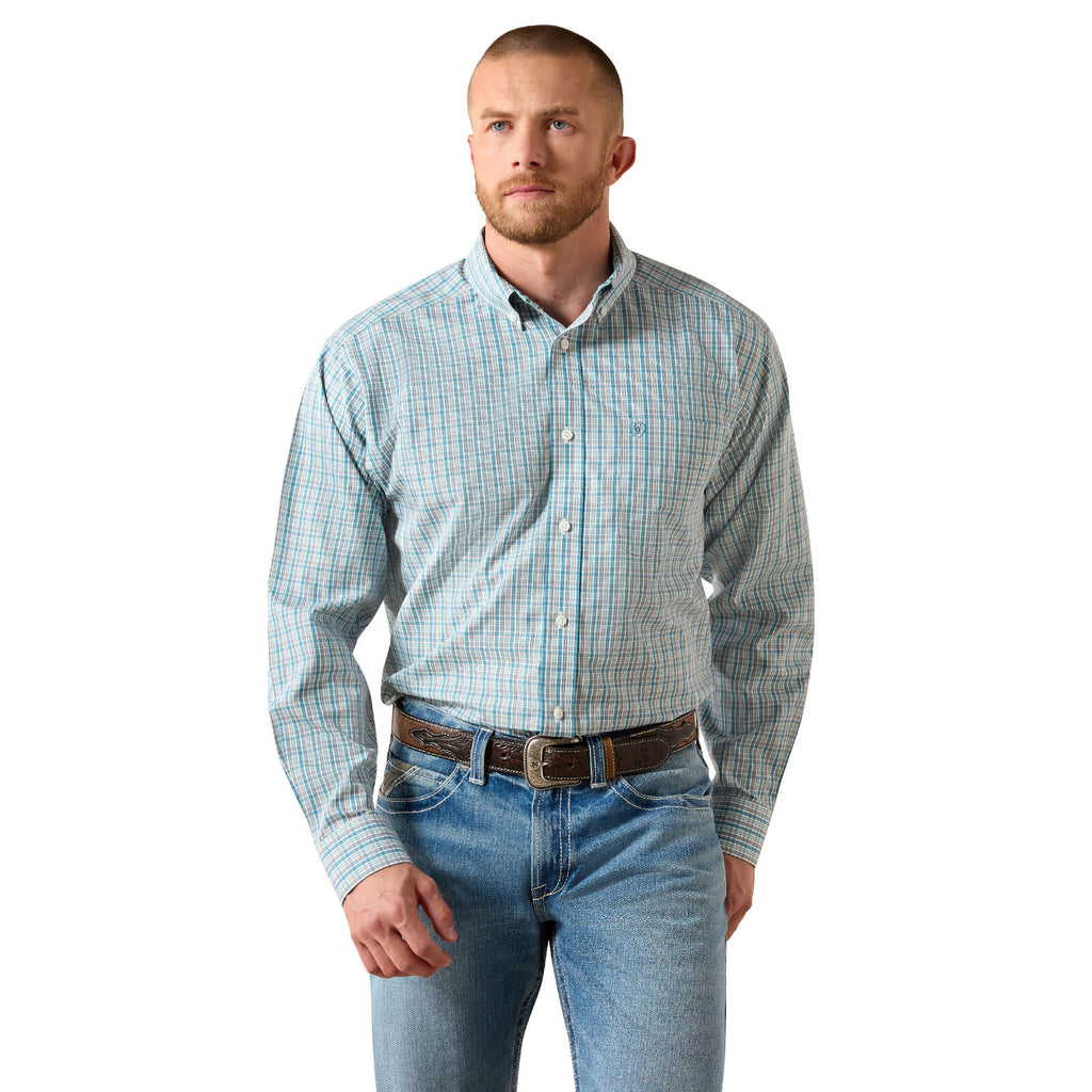 Ariat Mens Wrinkle Free Antonio Classic Fit L/S Shirt (10071028) Angel Blue Plaid