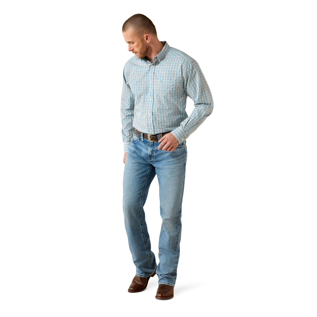 Ariat Mens Wrinkle Free Antonio Classic Fit L/S Shirt (10071028) Angel Blue Plaid