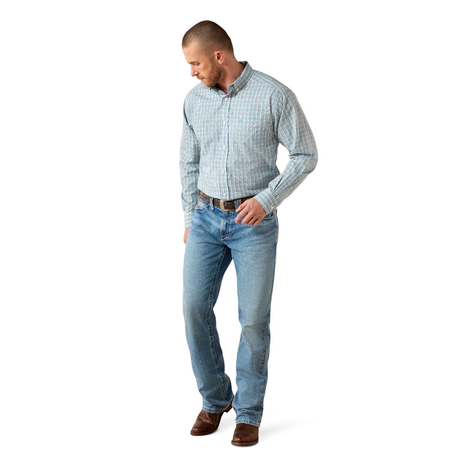 Ariat Mens Wrinkle Free Antonio Classic Fit L/S Shirt (10071028) Angel Blue Plaid
