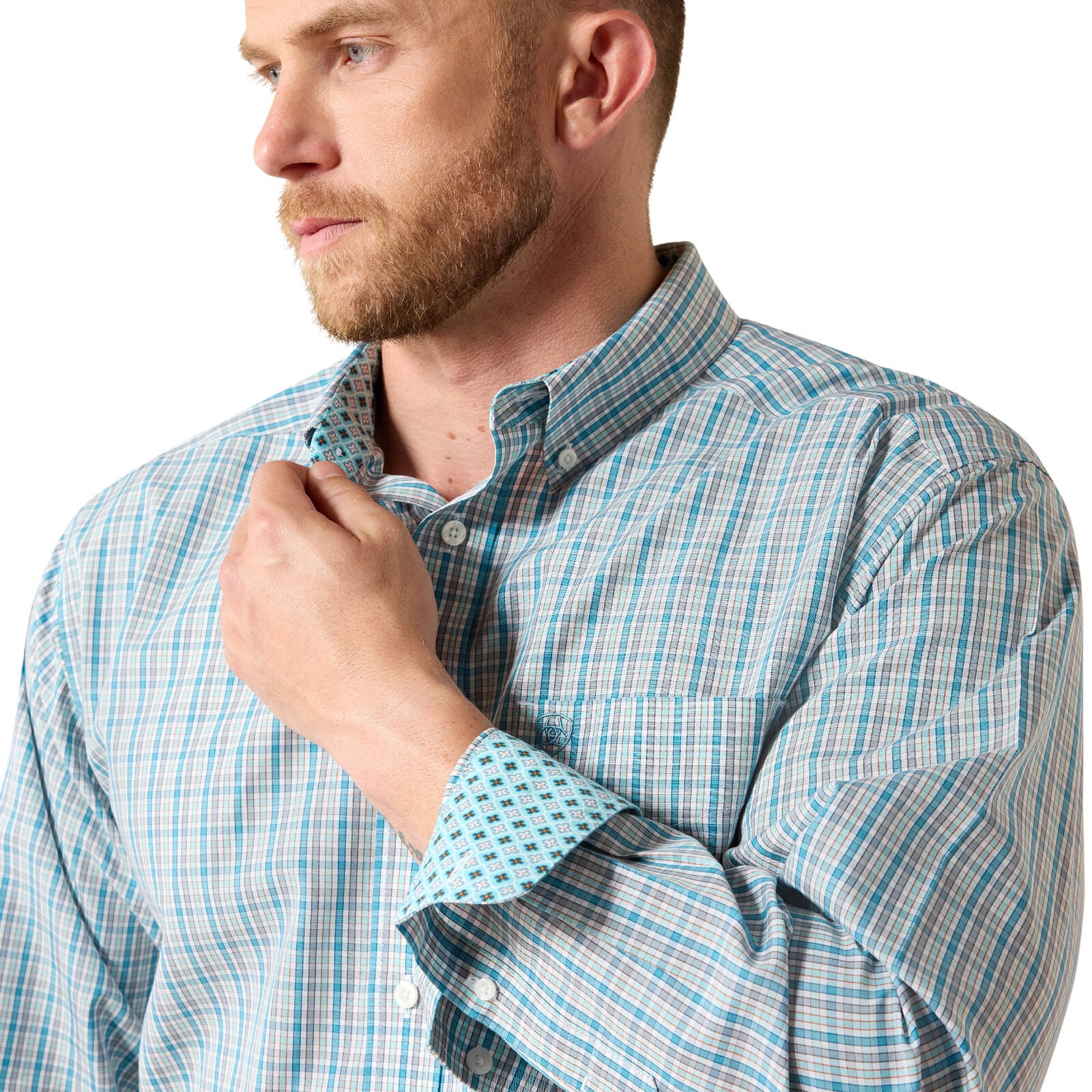 Ariat Mens Wrinkle Free Antonio Classic Fit L/S Shirt (10071028) Angel Blue Plaid