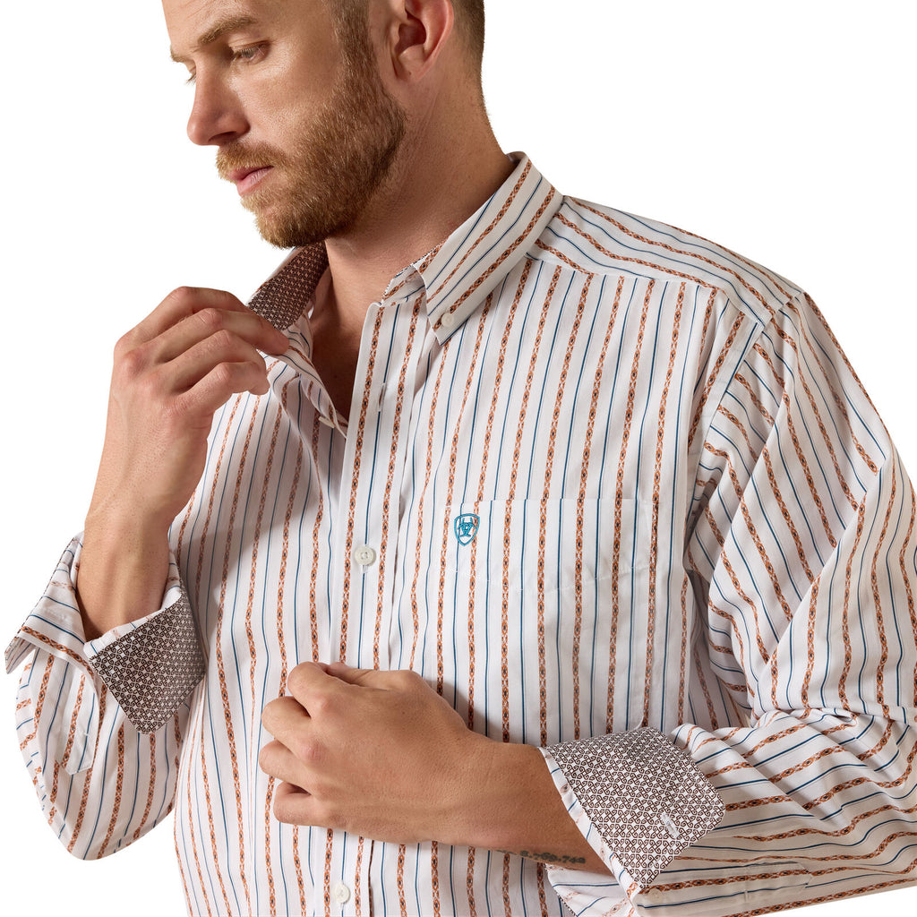 Ariat Mens Wrinkle Free Augustine Classic Fit L/S Shirt (10071751) White Serape Stripe