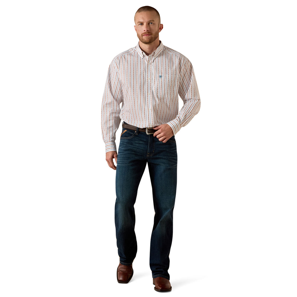 Ariat Mens Wrinkle Free Augustine Classic Fit L/S Shirt (10071751) White Serape Stripe